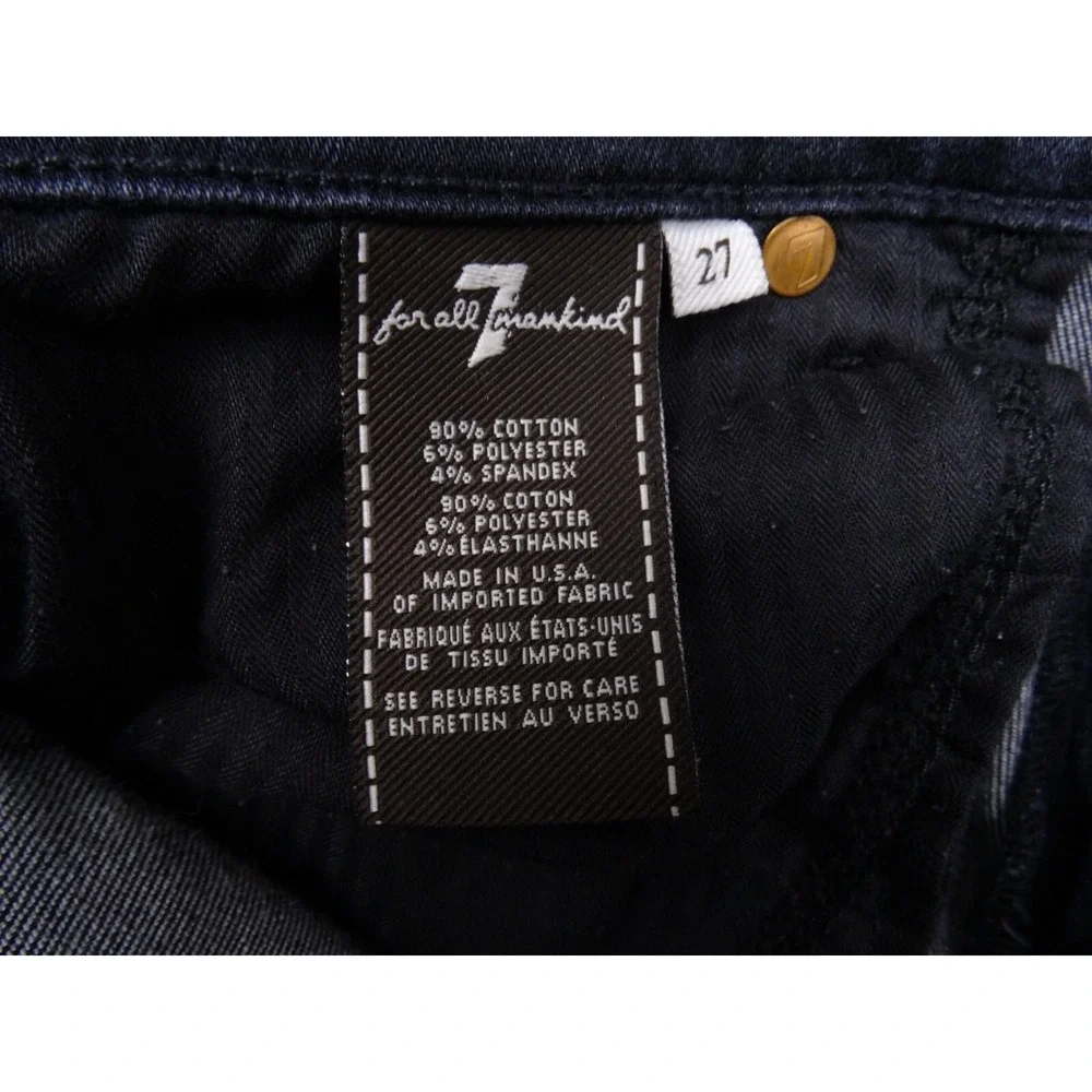 7 For All Mankind Womens Jeans Size 27 Black Denim The Relax Skinny Mid Rise‎
